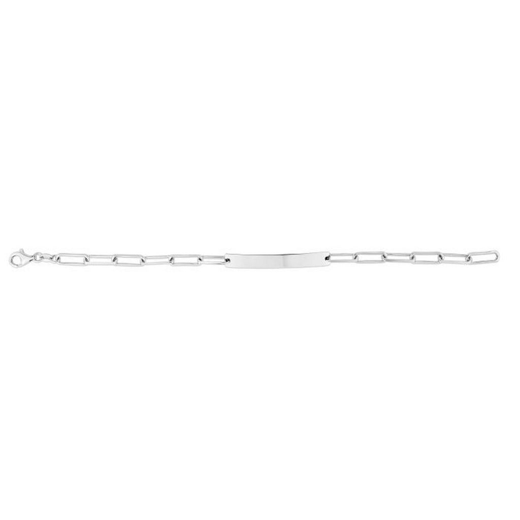 925 Silver Rhodium Plated Engravable Bar Paperclip Bracelet