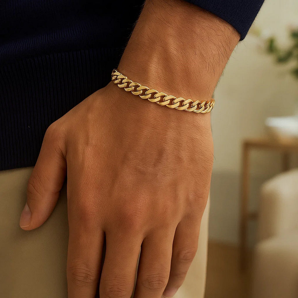14k Yellow Gold Polished Miami Cuban Chain Bracelet (6.50 mm)