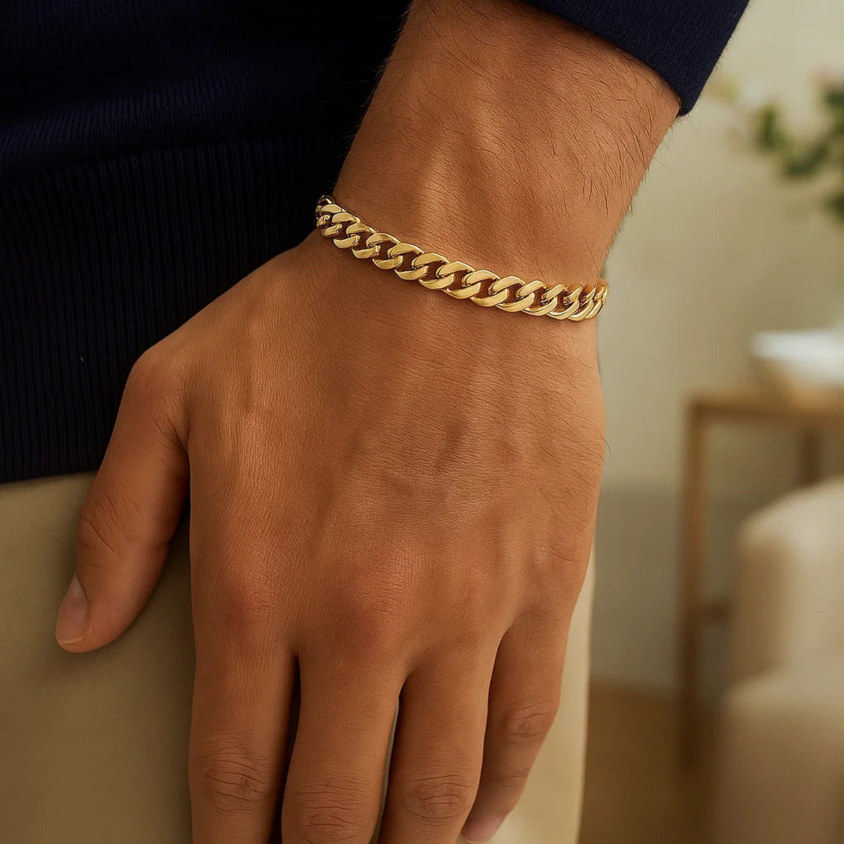 14k Yellow Gold Polished Miami Cuban Chain Bracelet (6.50 mm)