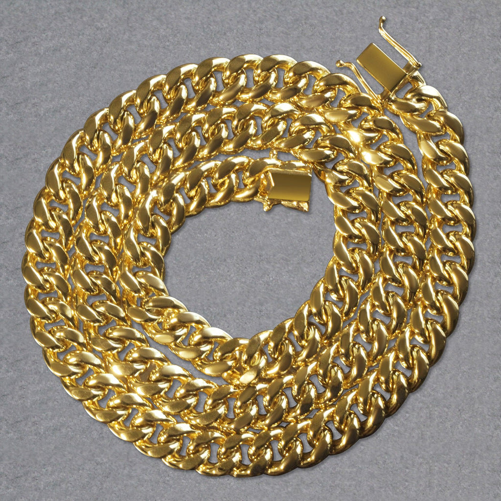 10k Yellow Gold Semi Solid Miami Cuban Chain (9.10 mm)
