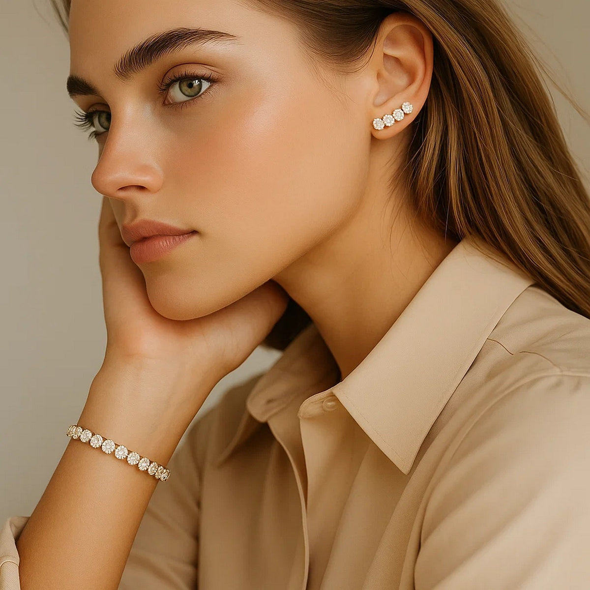 Lab Grown Round Diamond Tennis Bracelet in 14k Yellow Gold (7 cctw F/G  VS2/SI1)