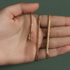 14k Yellow Gold Classic Solid Miami Cuban Chain (3.20 mm)