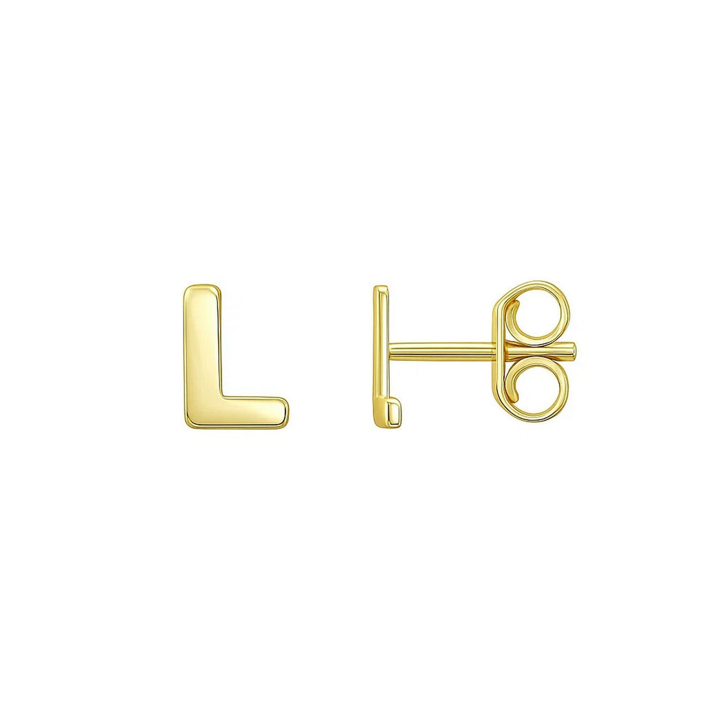 14K Yellow Gold Yours Truly Initial L Stud Earrings