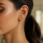 14K Yellow Gold Yours Truly Initial B Stud Earrings
