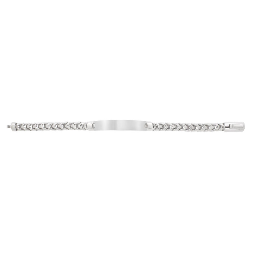 Sterling Silver Rhodium Plated Woven Link ID Bracelet