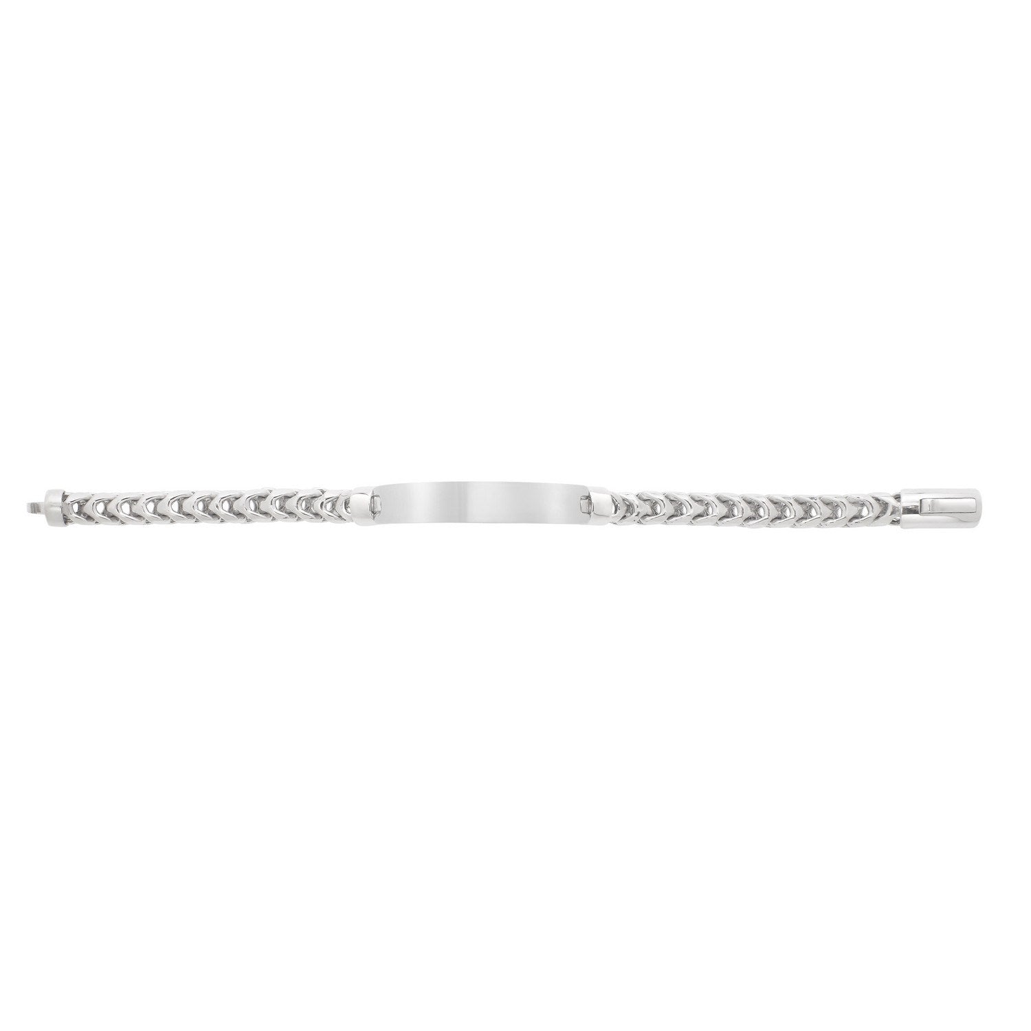 Sterling Silver Rhodium Plated Woven Link ID Bracelet