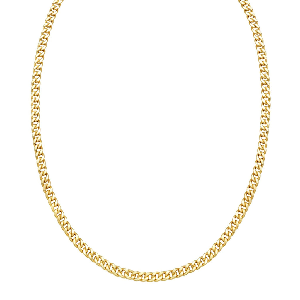 14K Yellow Gold Petite Faceted Cuban Link Chain Necklace (4.50 mm)