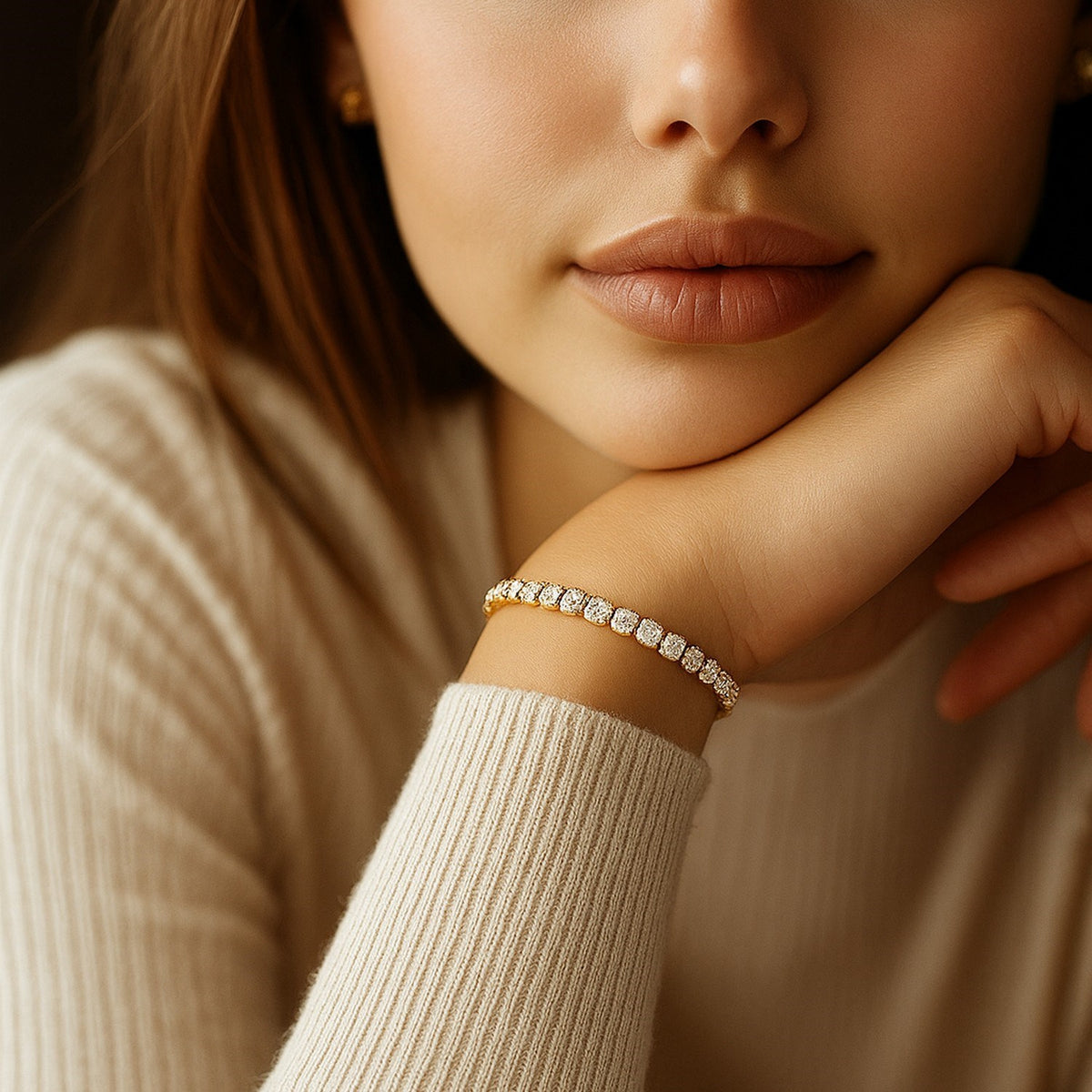 Lab Grown Round Diamond Tennis Bracelet in 14k Yellow Gold(5 cctw  F/G  VS2/SI1)