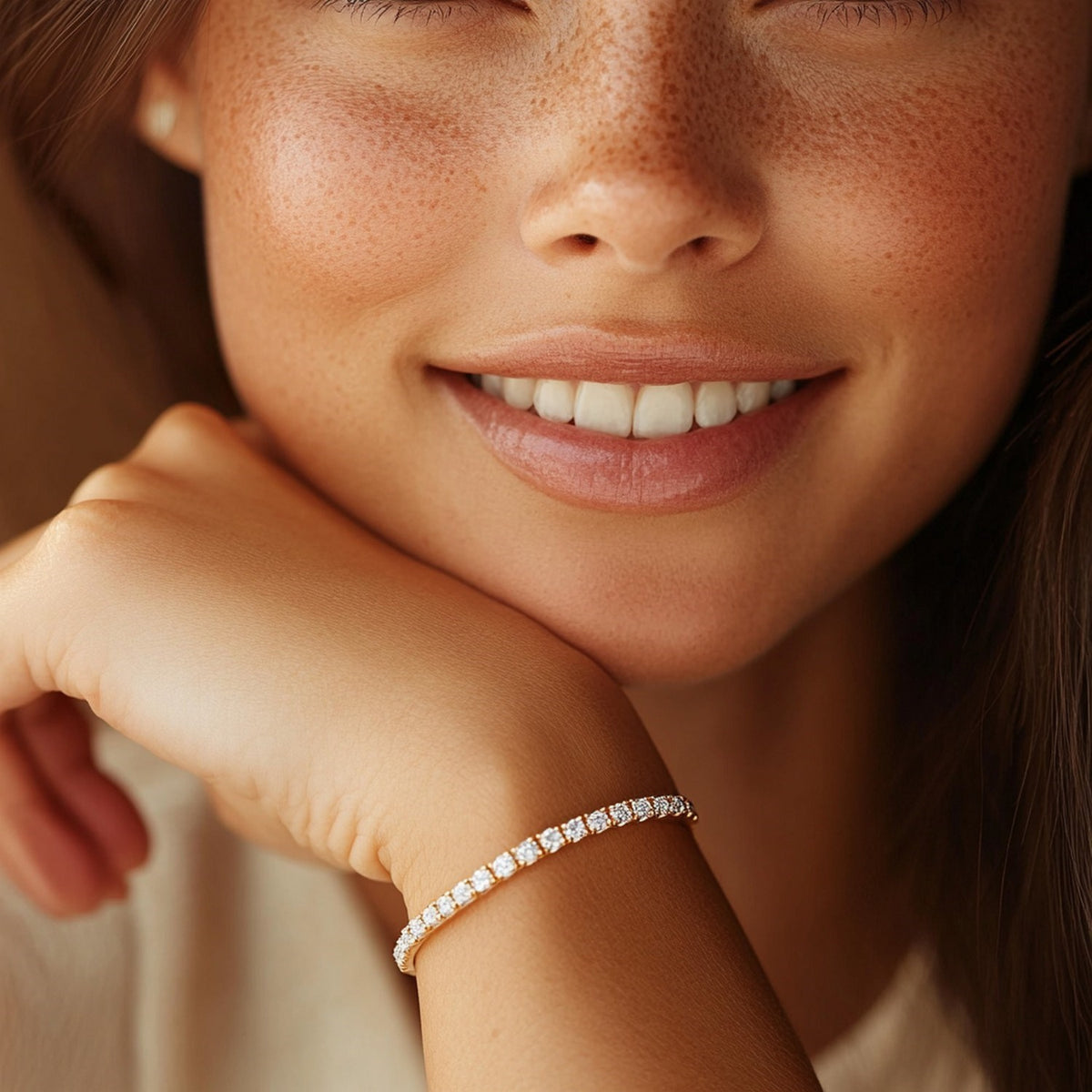Lab Grown Round Diamond Tennis Bracelet in 14k Yellow Gold(5 cctw  F/G  VS2/SI1)