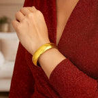 Sterling Silver Gold Plated Domed Classic Bangle (18.50 mm)