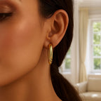 14K Yellow Gold Twisted Medium Hoop Earrings
