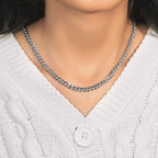 14k White Gold Miami Cuban Semi Solid Chain (5.50 mm)