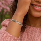 Sterling Silver Rhodium Plated Puffed Mariner Bracelet (9.00 mm)