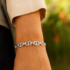 Sterling Silver Rhodium Plated Puffed Mariner Bracelet (9.00 mm)