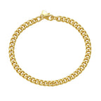 14K Yellow Gold Ladies Petite Faceted Cuban Link Chain Bracelet (4.50 mm)