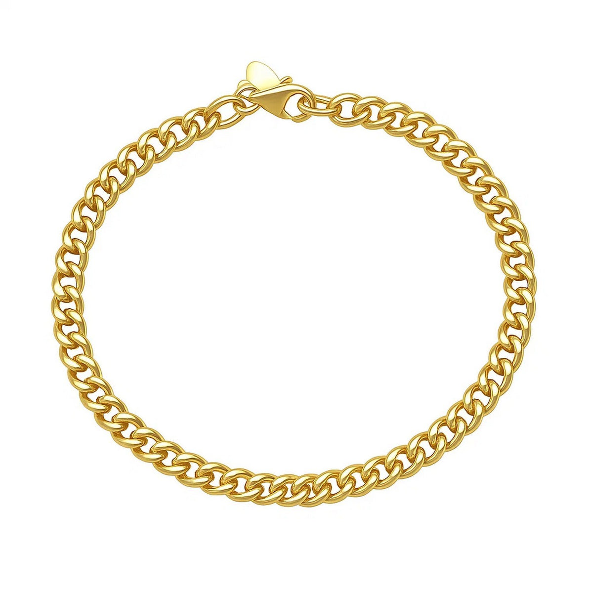 14K Yellow Gold Ladies Petite Faceted Cuban Link Chain Bracelet (4.50 mm)