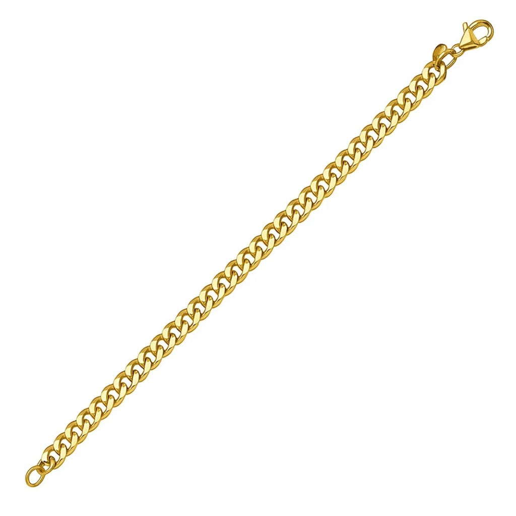 14K Yellow Gold Ladies Petite Faceted Cuban Link Chain Bracelet (4.50 mm)