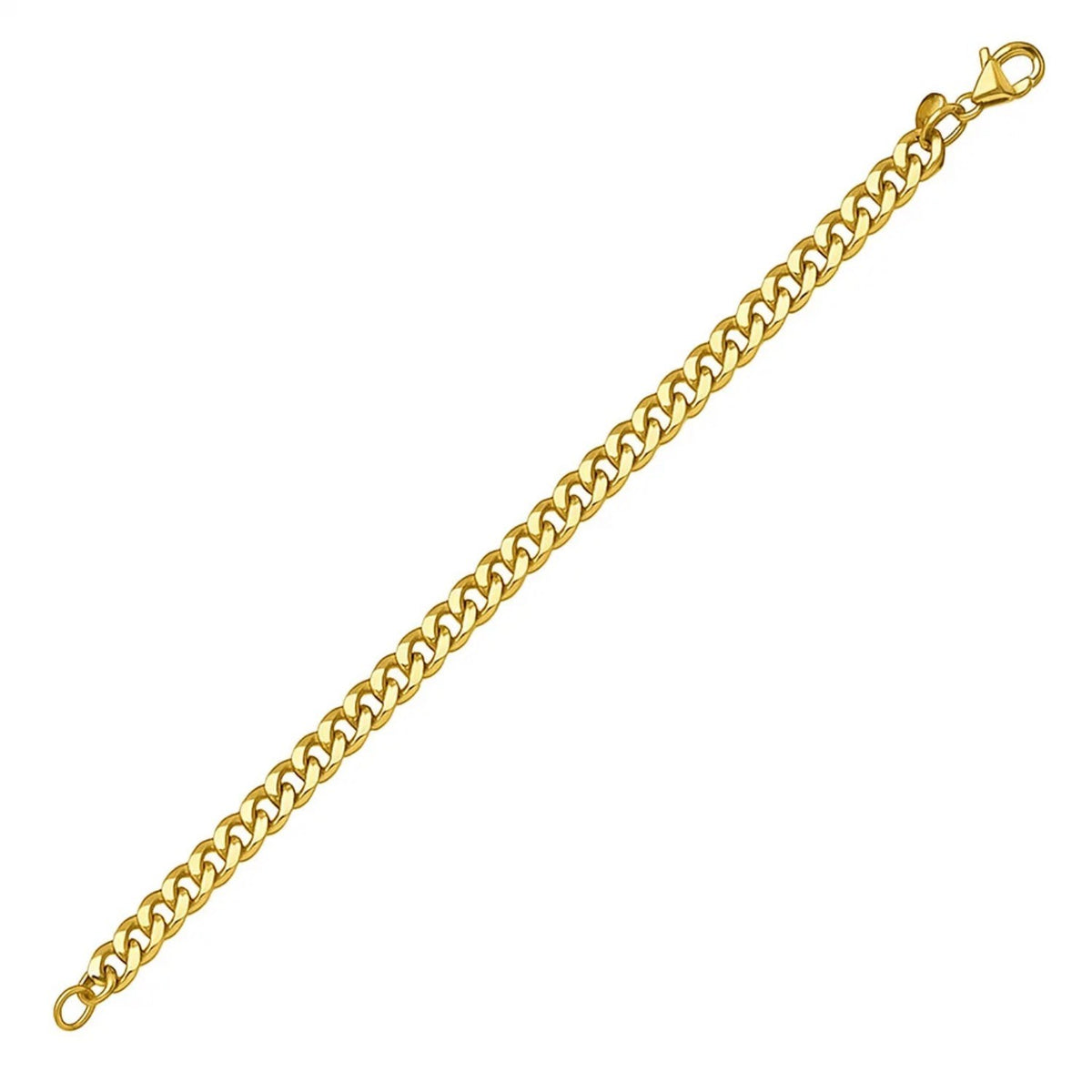 14K Yellow Gold Ladies Petite Faceted Cuban Link Chain Bracelet (4.50 mm)