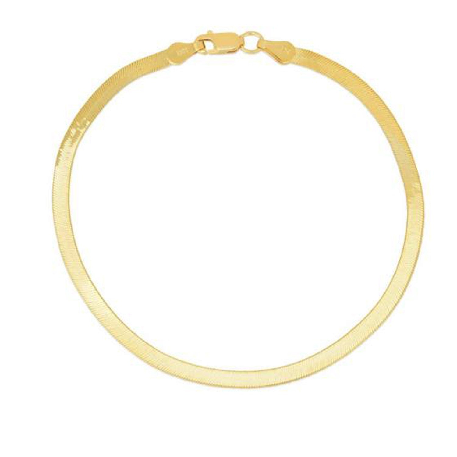 1.5mm 14k Yellow Gold Super Flex Herringbone Anklet 10"