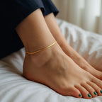 1.5mm 14k Yellow Gold Super Flex Herringbone Anklet 10"