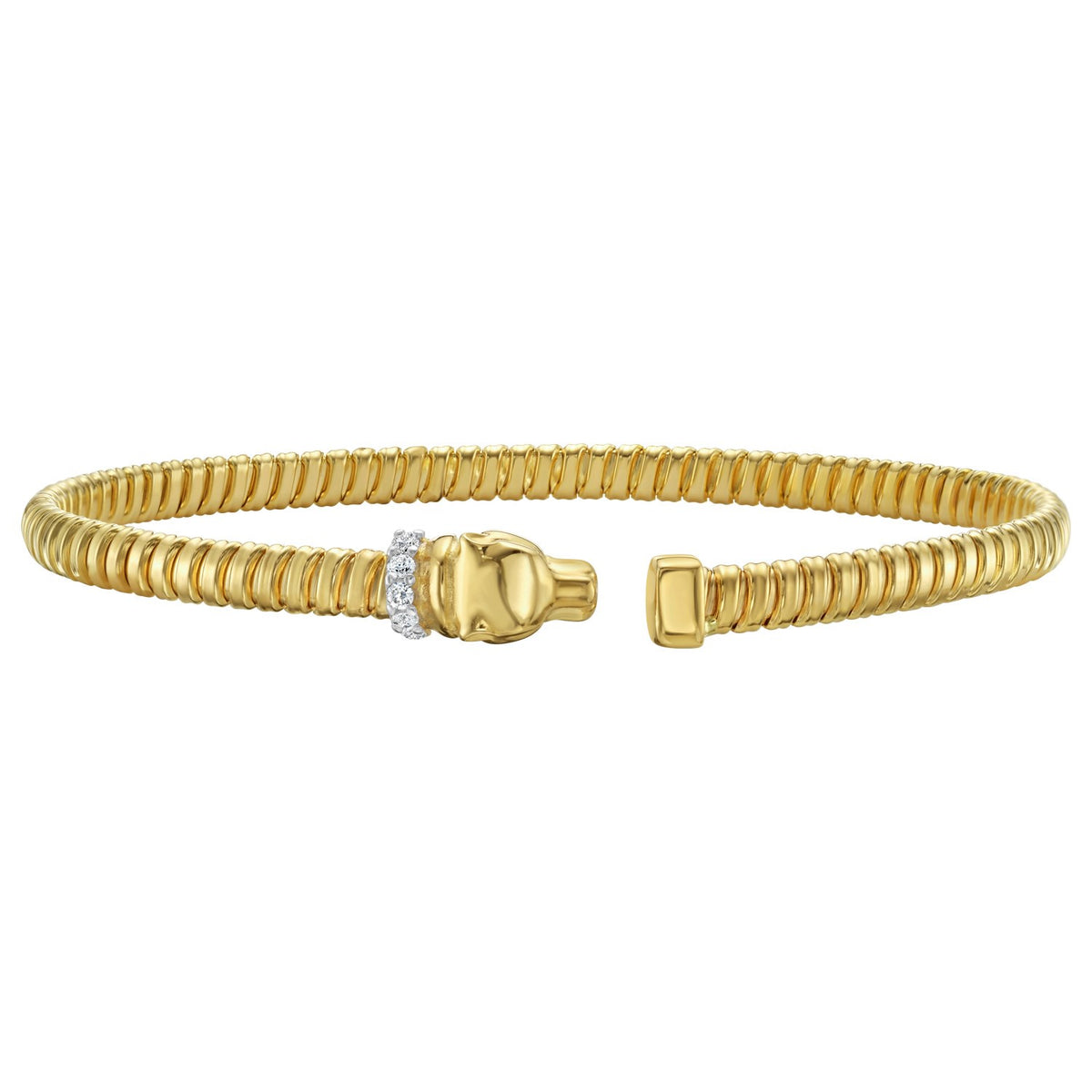 14K Yellow Gold Tubogas Panther Cuff with Diamonds (3.90 mm)
