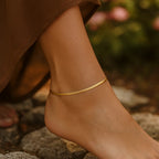 Gold Super Flex Herringbone Anklet 10"