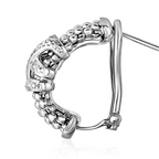 Popcorn Texture Earrings with Crossover Motif and Diamonds in Sterling Silver