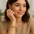 Heart Tag with Rolo Link Bracelet in 14K Yellow Gold (11.40 mm)