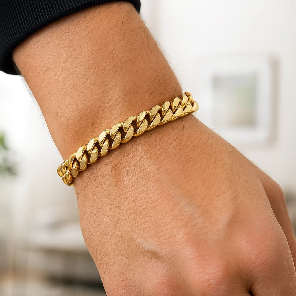 14k Yellow Gold Semi Solid Miami Cuban Bracelet (9.10 mm)