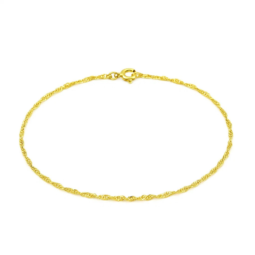 10k Yellow Gold Singapore Bracelet (1.50 mm)