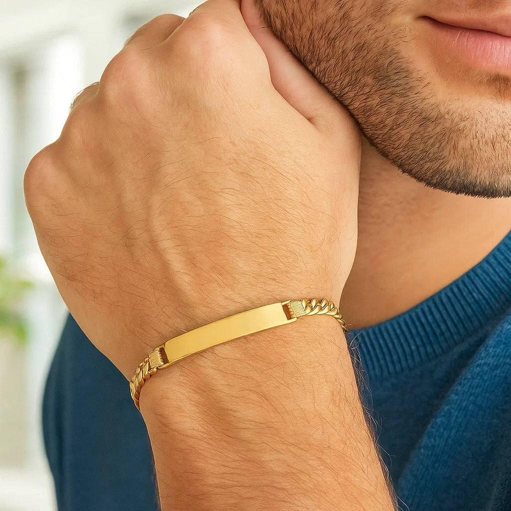 14K Yellow Gold Lite Cuban ID Bracelet (6.00 mm)
