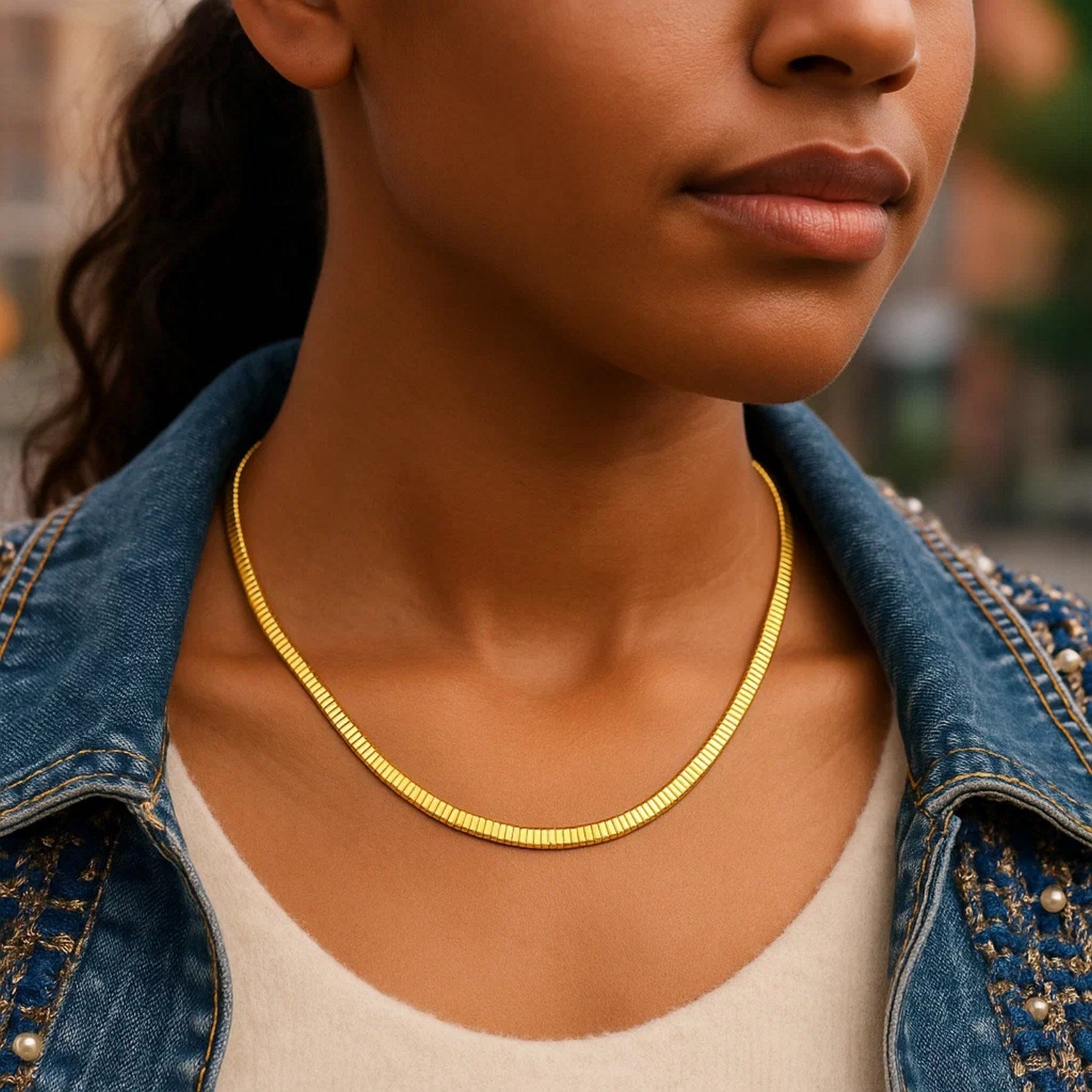 Gold and Sterling Silver Cubogas Chain Necklace