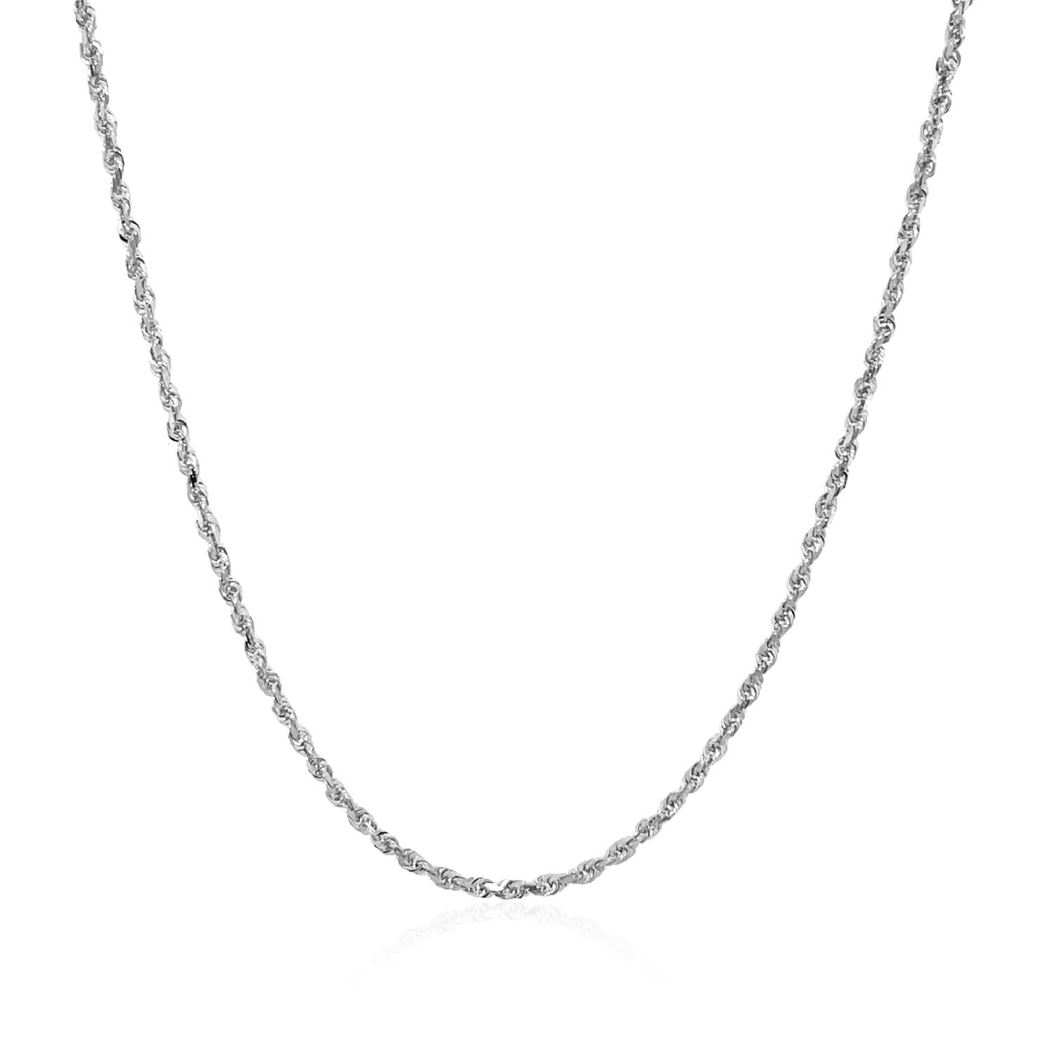 White Gold Solid Diamond Cut Rope Chain 1.4mm