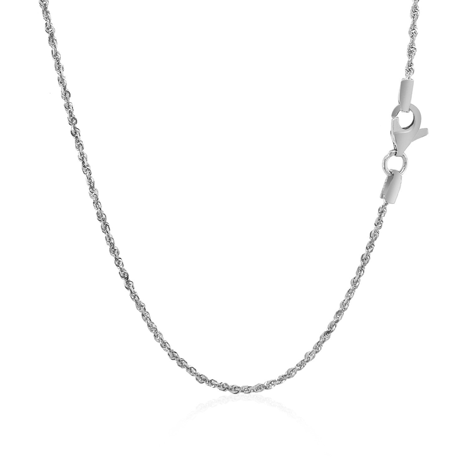 White Gold Solid Diamond Cut Rope Chain 1.4mm