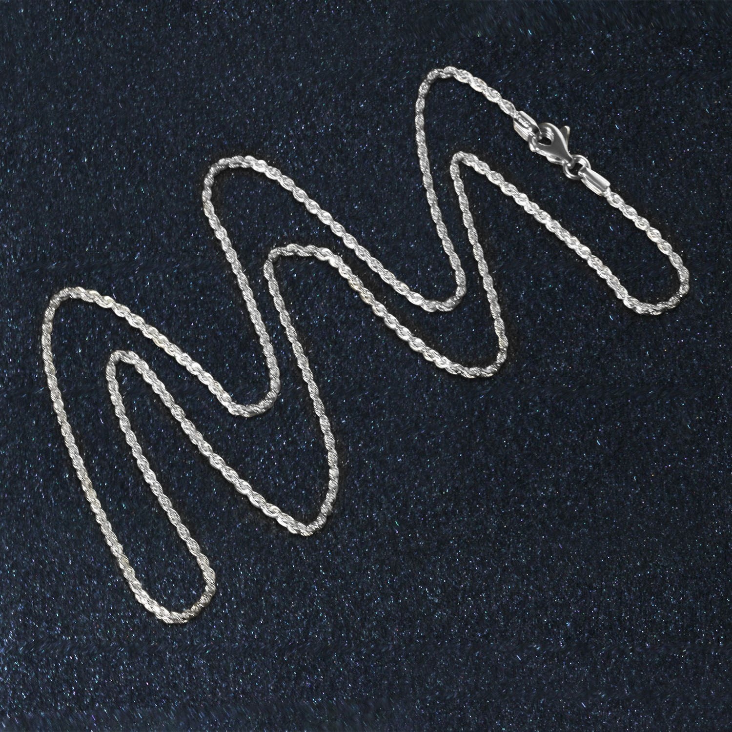White Gold Solid Diamond Cut Rope Chain 1.4mm