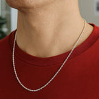 White Gold Solid Diamond Cut Rope Chain 1.4mm