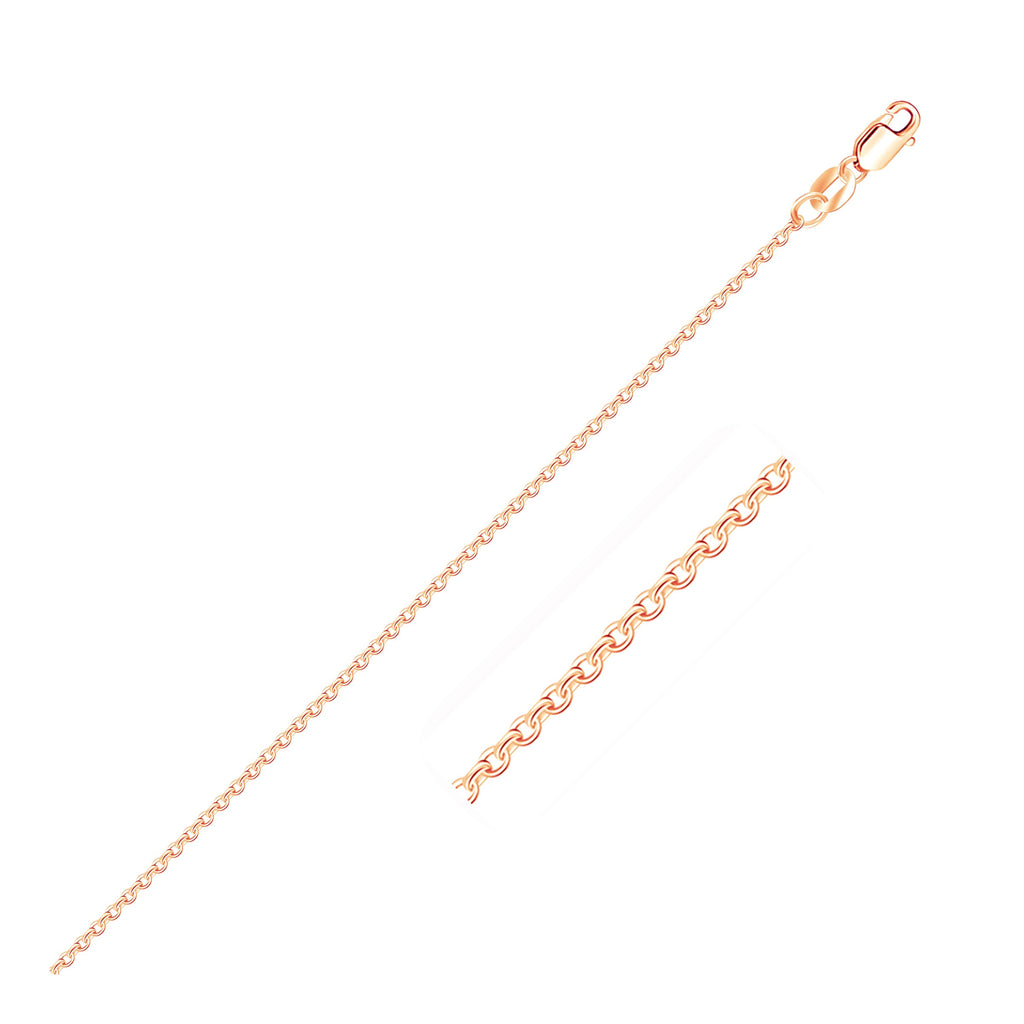 14k Rose Gold Diamond Cut Cable Link Chain 1.1mm Lobster Clasp