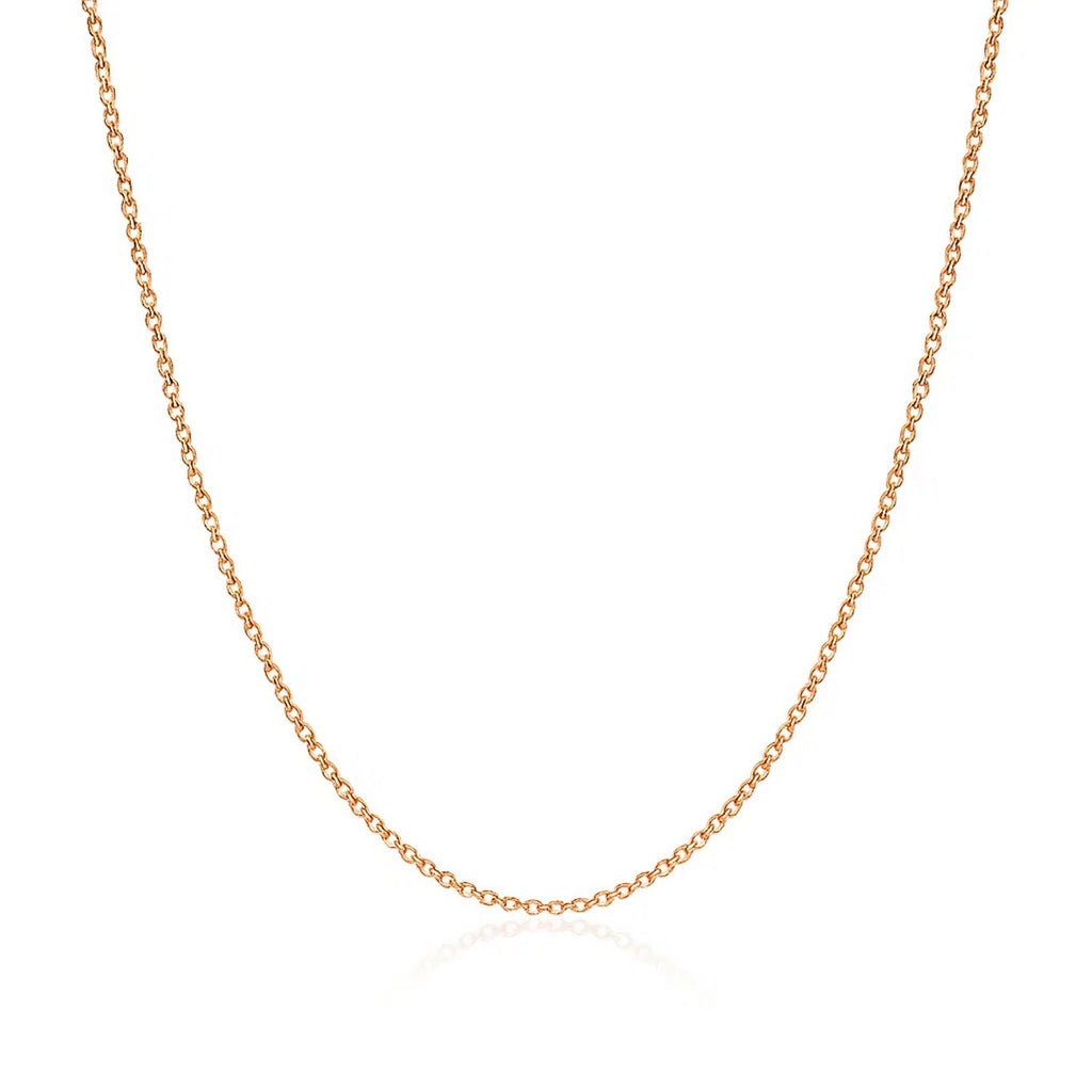 14k Rose Gold Diamond Cut Cable Link Chain 1.1mm Lobster Clasp