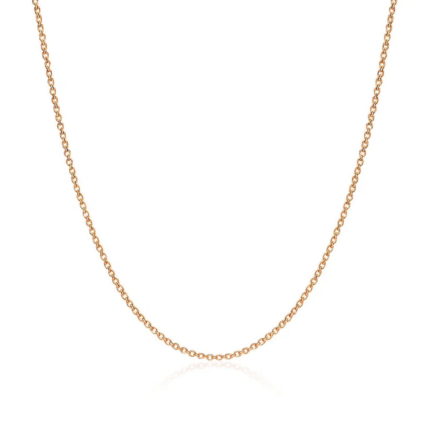 14k Rose Gold Diamond Cut Cable Link Chain 1.1mm Lobster Clasp