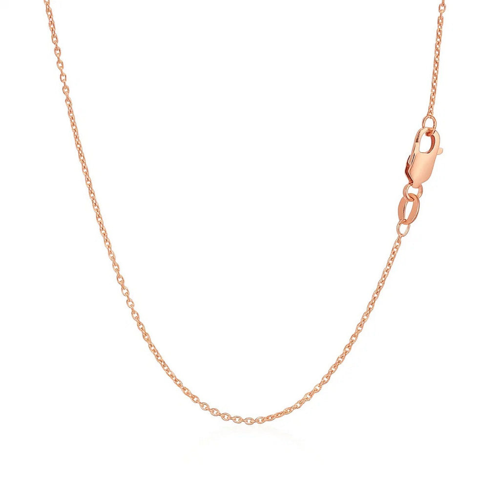 14k Rose Gold Diamond Cut Cable Link Chain 1.1mm Lobster Clasp