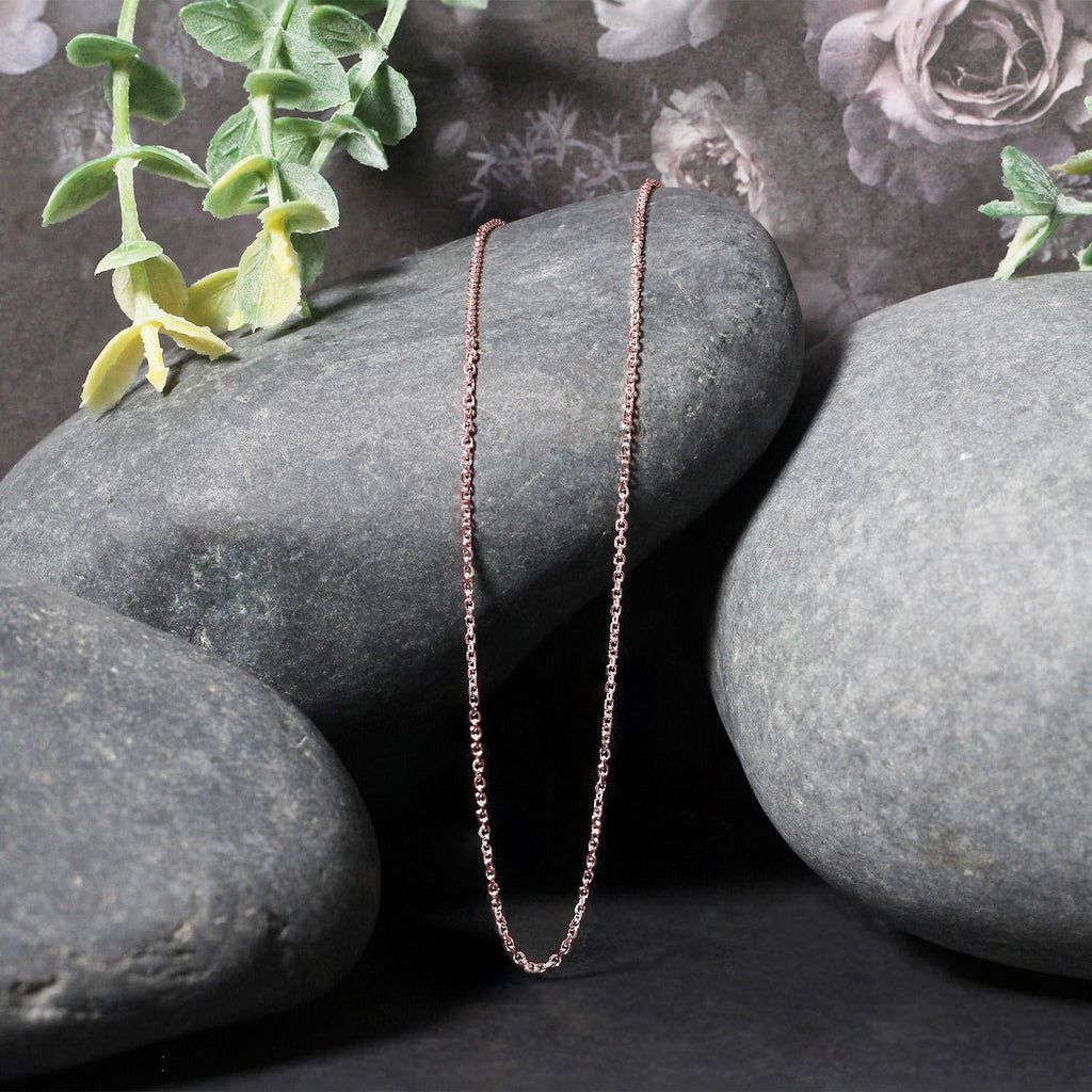14k Rose Gold Diamond Cut Cable Link Chain 1.1mm Lobster Clasp