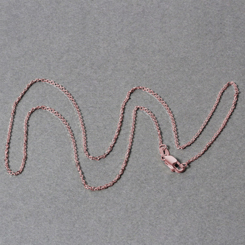 14k Rose Gold Diamond Cut Cable Link Chain 1.1mm Lobster Clasp