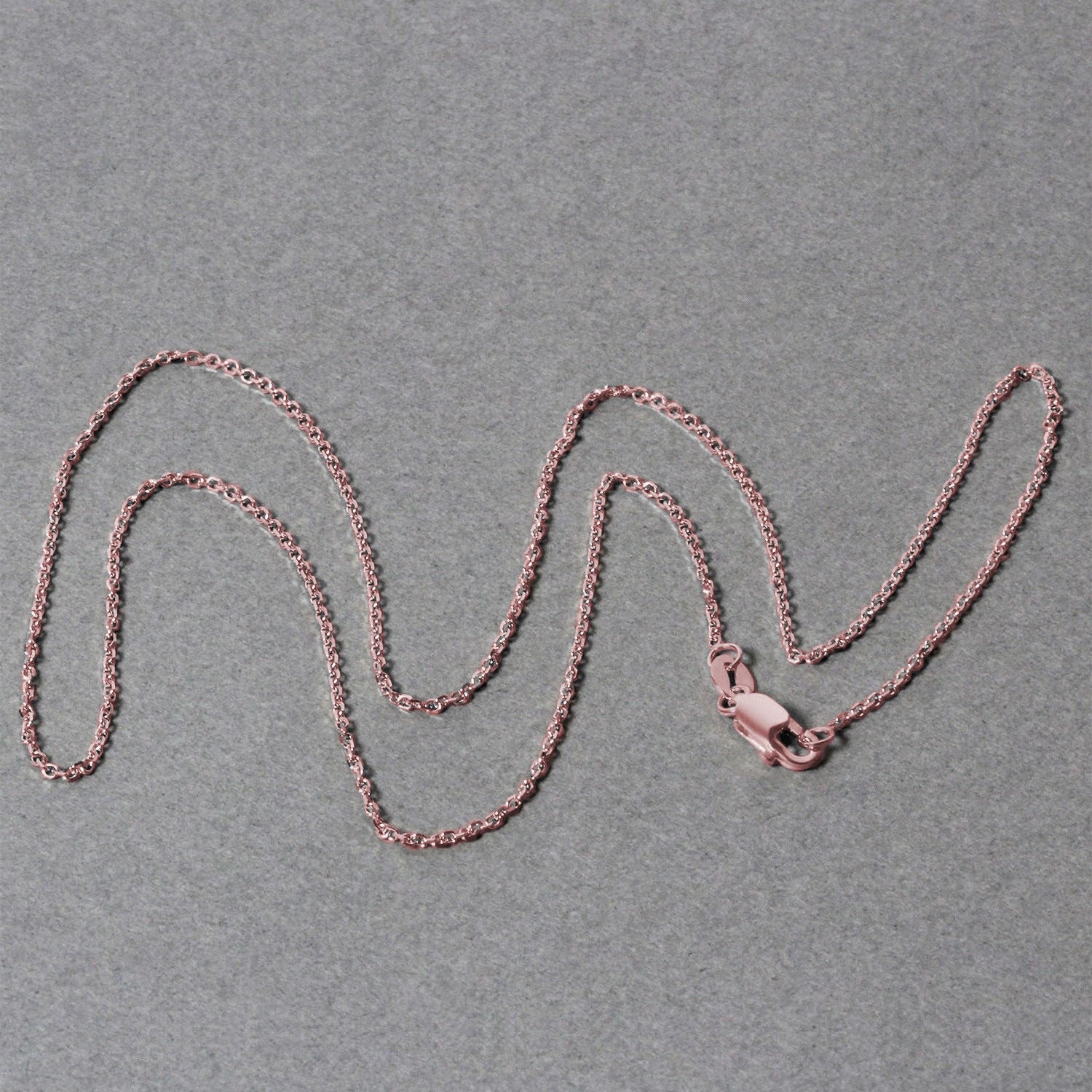 14k Rose Gold Diamond Cut Cable Link Chain 1.1mm Lobster Clasp