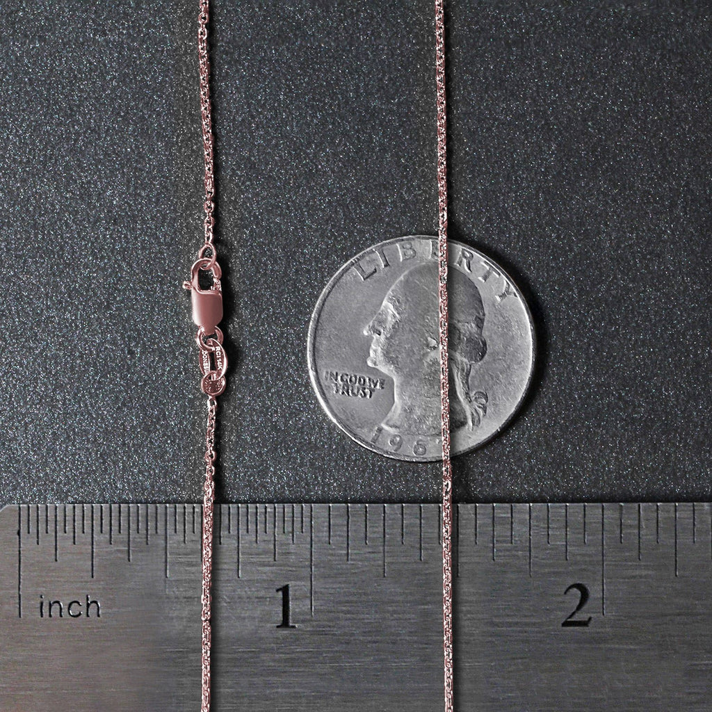 14k Rose Gold Diamond Cut Cable Link Chain 1.1mm Lobster Clasp