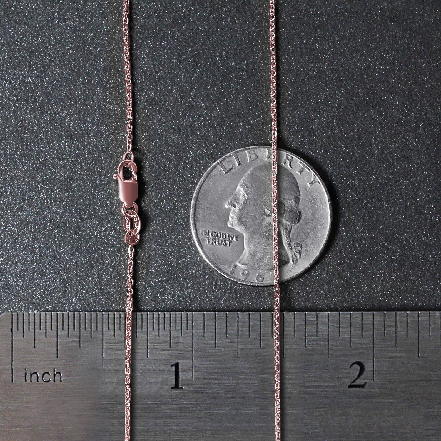 14k Rose Gold Diamond Cut Cable Link Chain 1.1mm Lobster Clasp