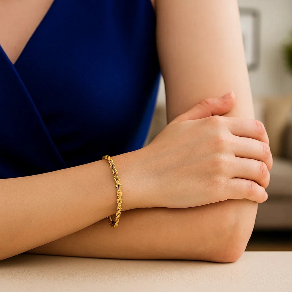 10k Yellow Gold Solid Diamond Cut Rope Bracelet (3.00 mm)
