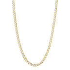 14k Yellow Gold White Pave High Polish Modern Lite Miami Cuban Chain (6.50 mm)
