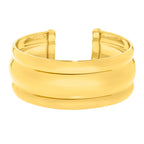Sterling Silver Gold Plated Bold Ribbed Cuff Bangle (25.00 mm)