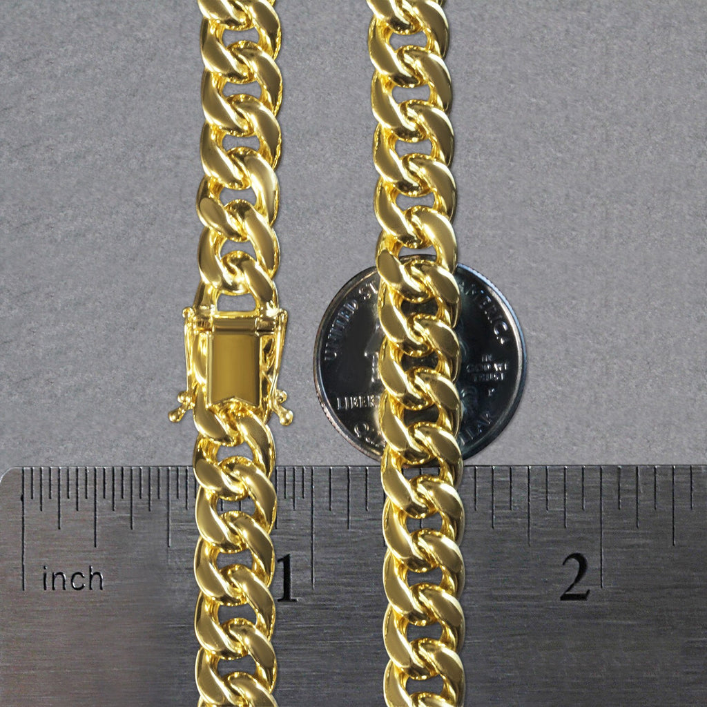 14k Yellow Gold Semi Solid Miami Cuban Chain (9.10 mm)