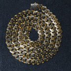 14k Yellow Gold White Pave High Polish Modern Lite Miami Cuban Chain (8.00 mm)
